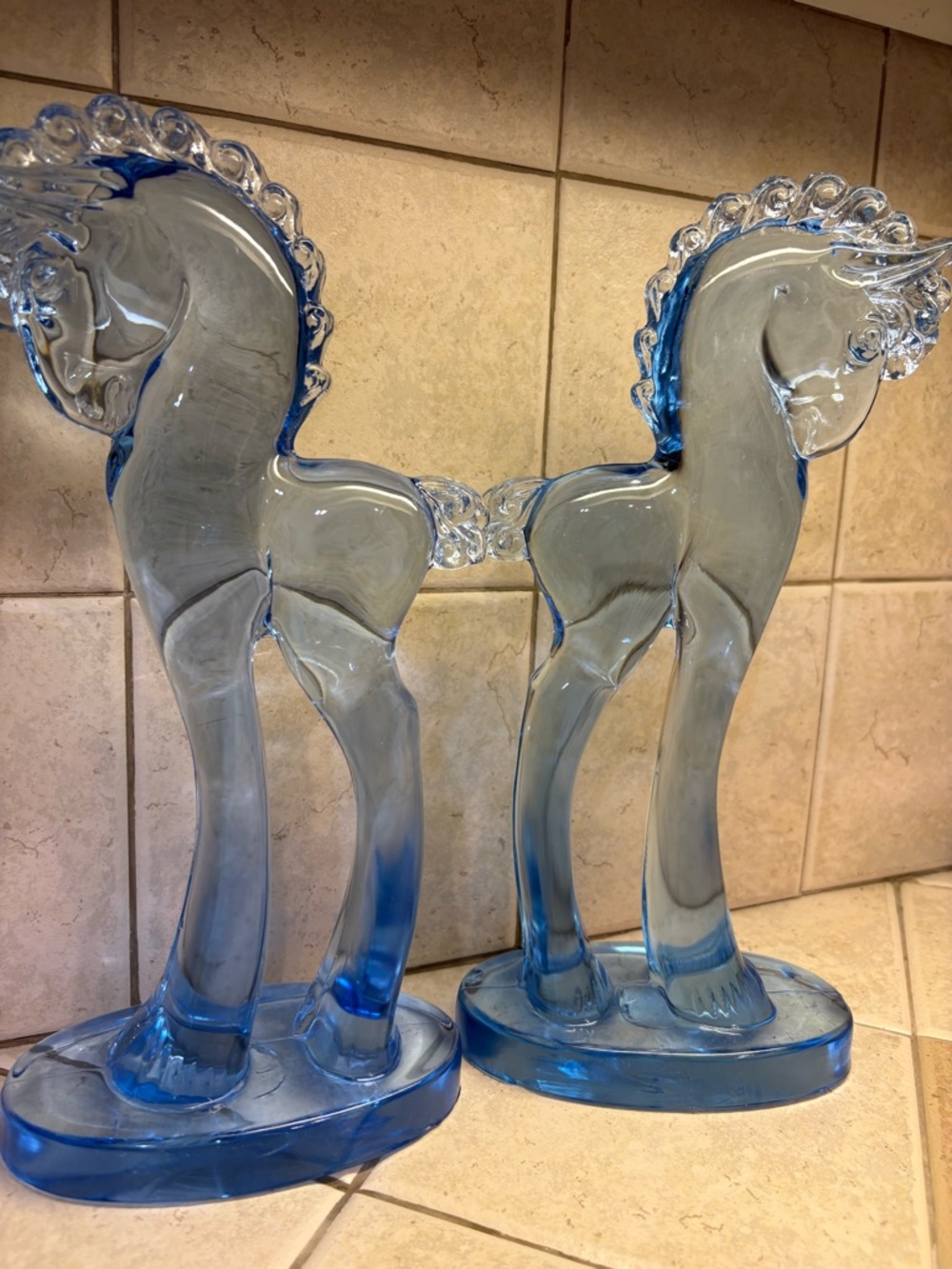 Mosser Trojan Horse Large 11 1/2” Figurines Ice Blue Vintage-antique